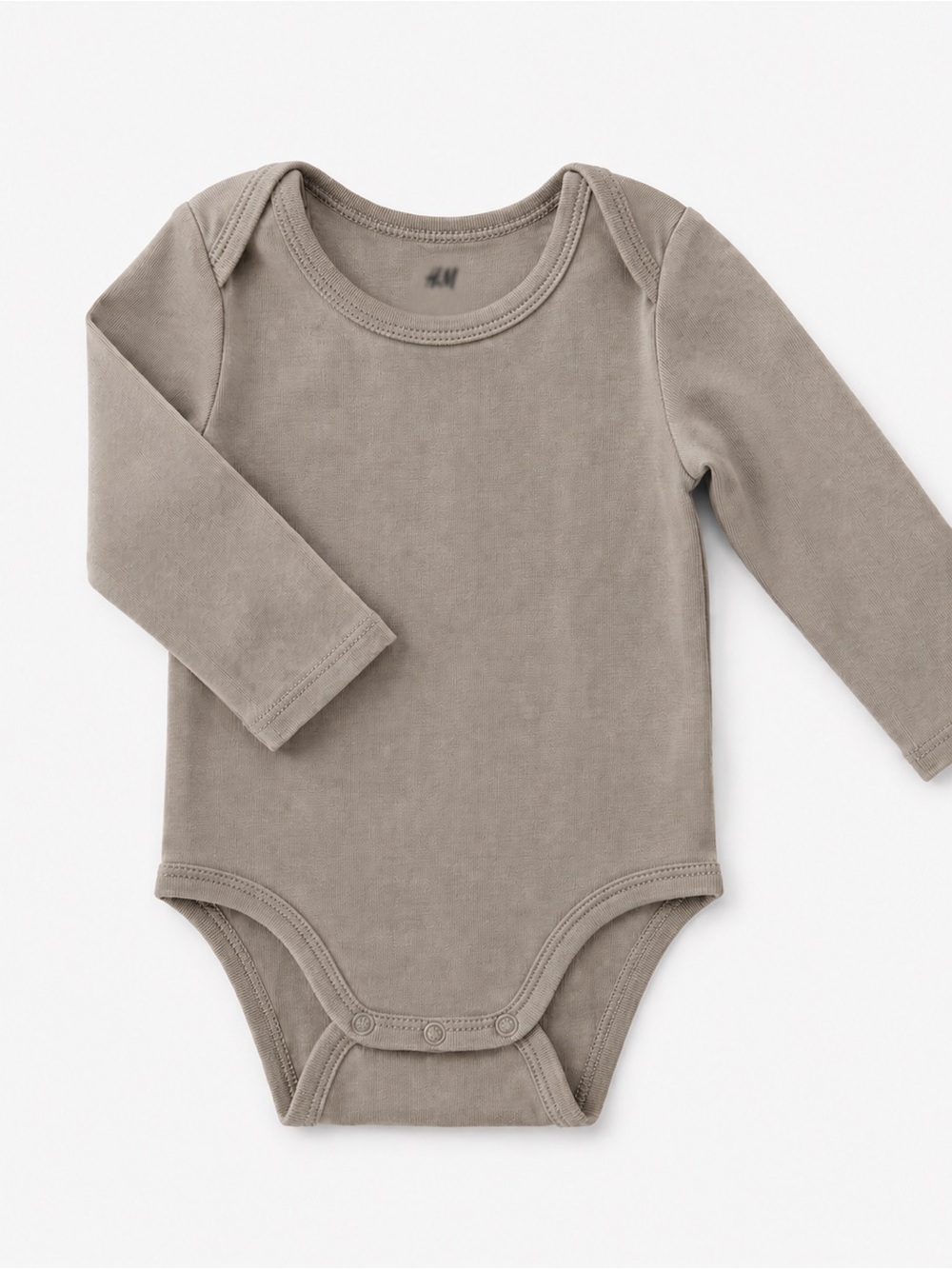 H&M Long-Sleeve Baby Bodysuit in Taupe Gray